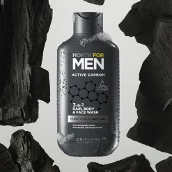 Żel pod prysznic 3 w 1 do włosów, ciała i twarzy North For Men Active Carbon 250 ml