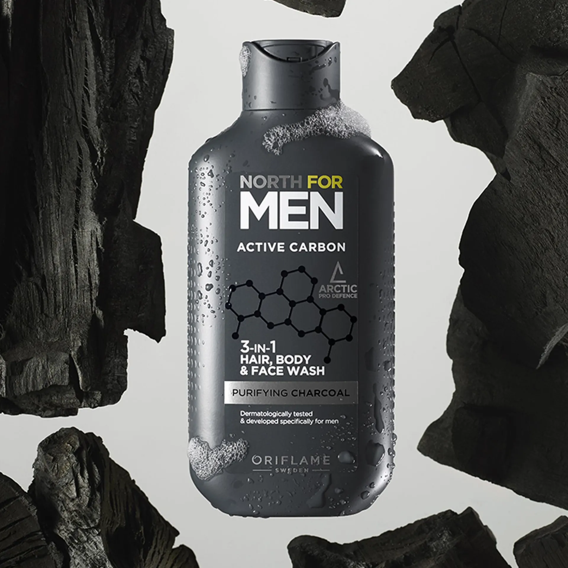 Żel pod prysznic 3 w 1 do włosów, ciała i twarzy North For Men Active Carbon 250 ml