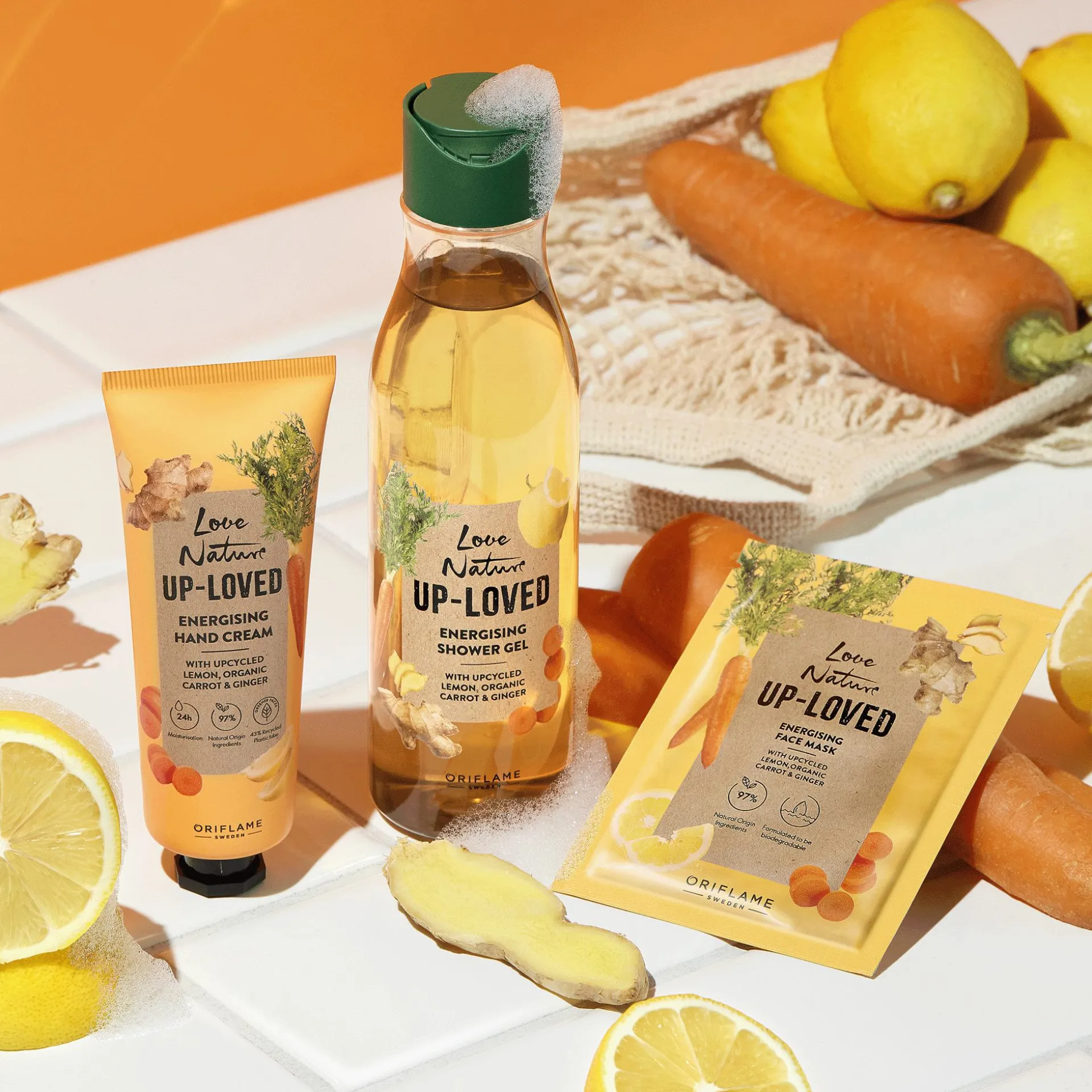 Energetyzujący krem do rąk Love Nature Up-Loved z cytryną z upcyklingu, organiczną marchwią i imbirem 75 ml