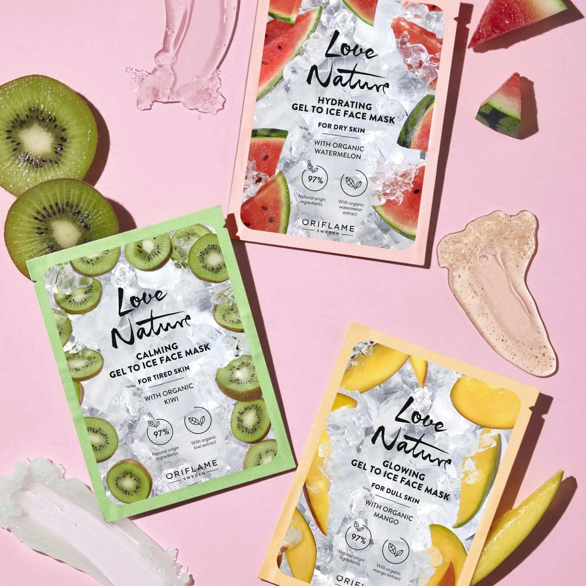Nawilżająca maseczka Love Nature żel-lód z organicznym arbuzem 10 ml
