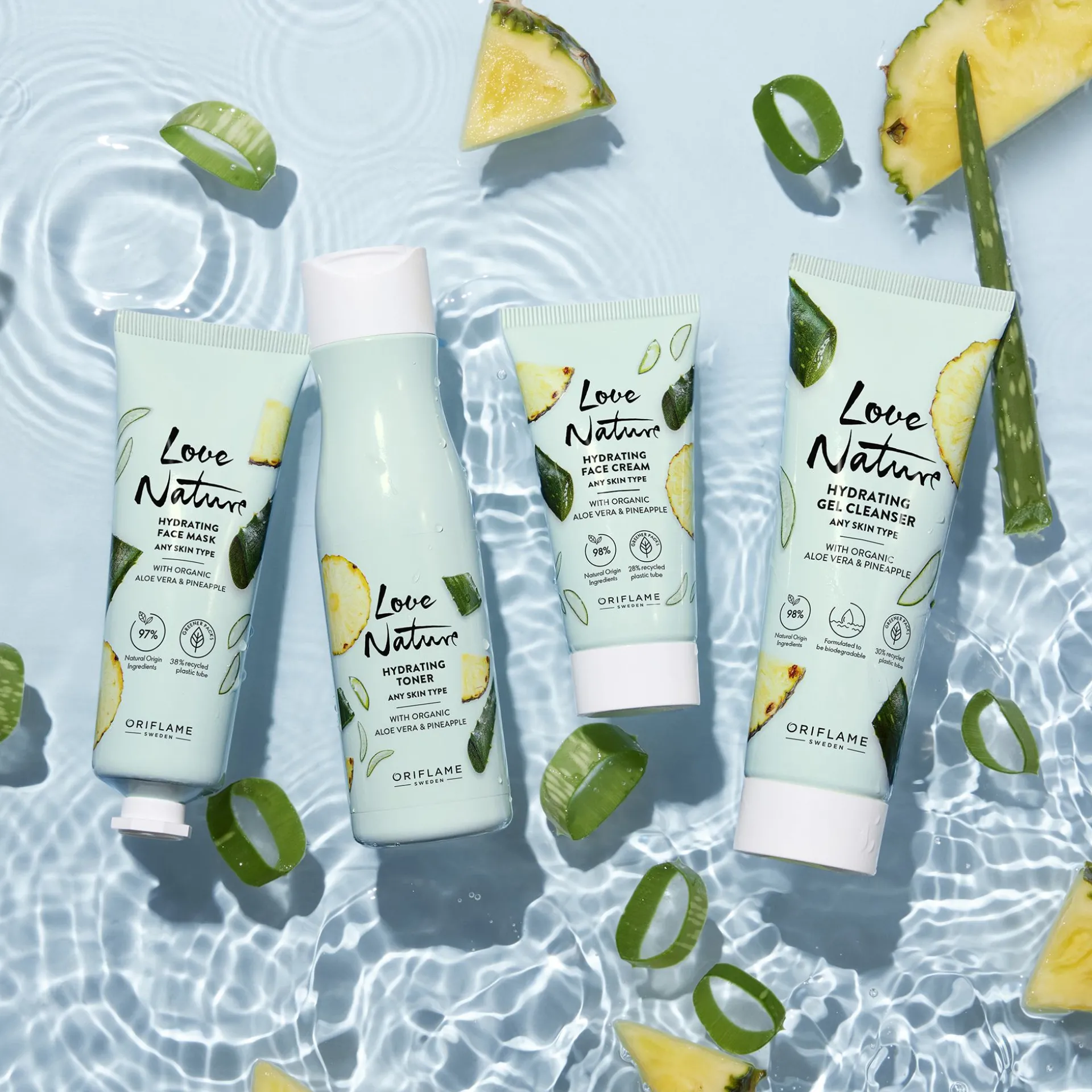 Nawilżający żel oczyszczający Love Nature z organicznym aloesem i ananasem 125 ml