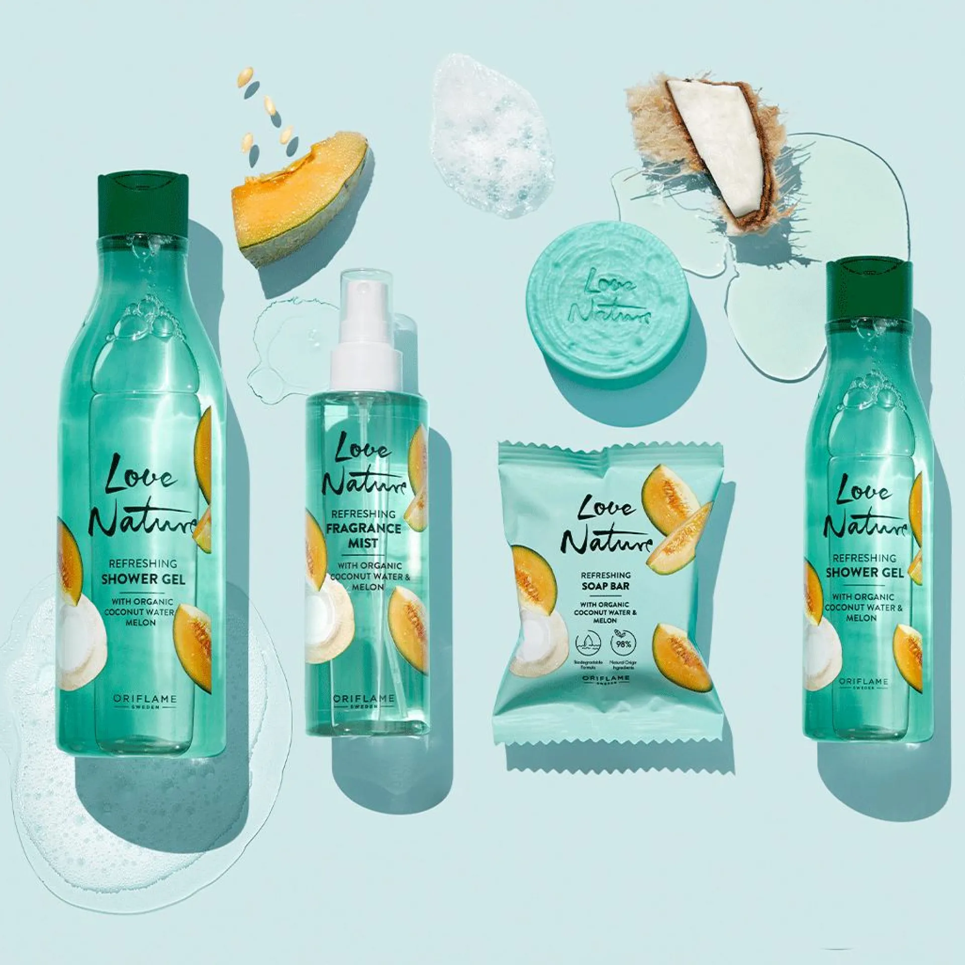 Odświeżająca mgiełka do ciała Love Nature z organiczną wodą kokosową i melonem 200 ml