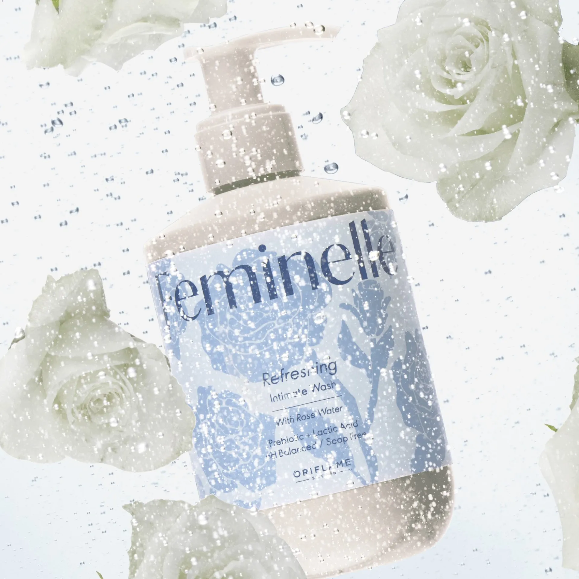 Odświeżający płyn do higieny intymnej Feminelle z wodą różaną 300 ml
