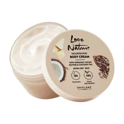 Odżywczy krem do ciała Love Nature z organicznym masłem kakaowym i olejem kokosowym 200 ml