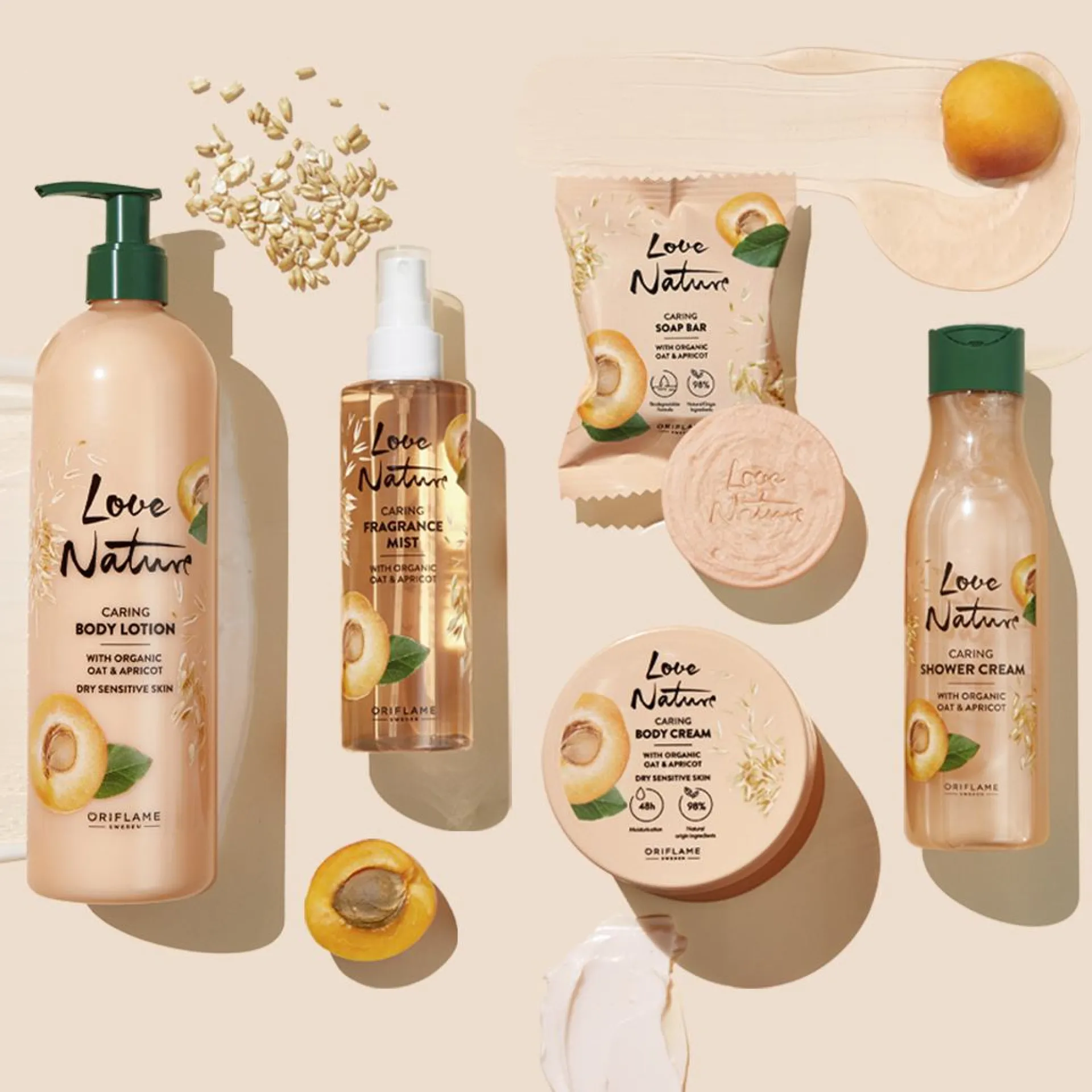 Pielęgnujący żel pod prysznic Love Nature z organicznym owsem i morelą 250 ml