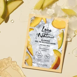 Rozświetlająca maseczka Love Nature żel-lód z organicznym mango 10 ml