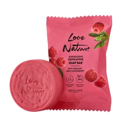 Złuszczające mydło Love Nature z organiczną miętą i maliną 75 g